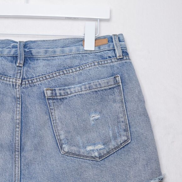 BLANKNYC Distressed High Rise Cutoff Shorts Denim Button Fly Light Wash Sz 30 - Picture 5 of 8